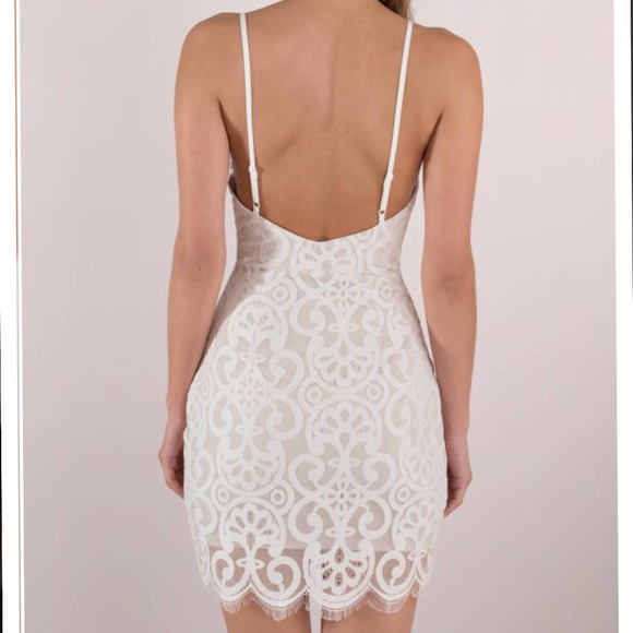 White Lace Up Bodycon Dress - Picture 6 of 7